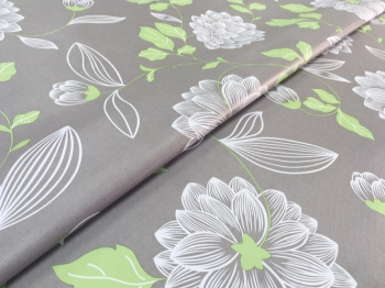Клеенка на тканевой основе "Print" "Георгины на сером"шир.1,37м GW-21517 "Great Way" *20