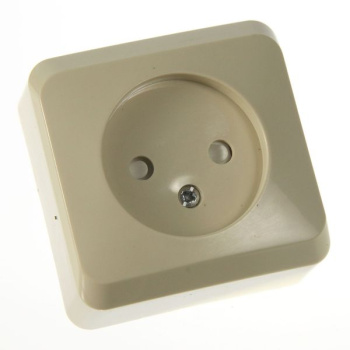 Розетка "Этюд" ОП 1-мест. кремовая с з/шт РА16-002 *10/25